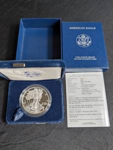 2004 American Eagle Proof Silver Dollar With Box & Coa
