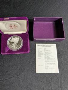 1989 Silver American Eagle Proof Dollar With Case & Booklet