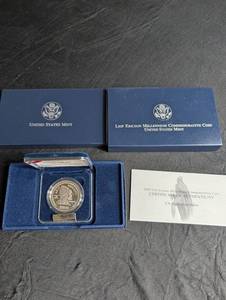 2000 Leif Ericson Millennium Commemorative Proof Silver Dollar With Box & Coa