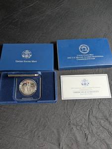 2002 U.s. Military Academy Bicentennial Proof Silver Dollar With Box & Coa