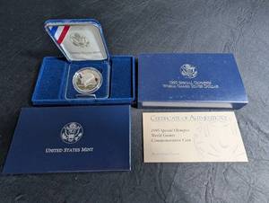 1995 Special Olympics World Games Silver Dollar Proof With Box & Coa