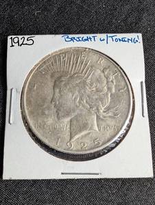 1925 Peace Silver Dollar Bright With Toning