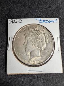 1927-d Peace Silver Dollar in Holder