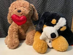 NV 2 - Play Right Plush Dog Pair - Dog With Bone & Puppy