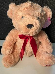 B2 - Plush Teddy Bear With Red Ribbon