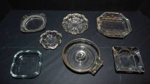 Clear Glass Ashtray Collection  Set of 7