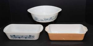 Vintage Milk Glass Bakeware  Loaf Dishes & Round Dish
