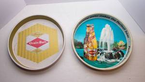 Vintage Grain Belt Beer Serving Trays  Set of 2