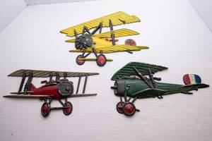 1975 Homco Metal Airplanes  Set of 3