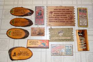 Set of 12 Humorous Small Wooden Signs