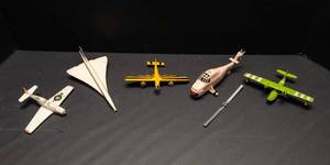 Vintage Metal Airplanes & Helicopter Toys Lot