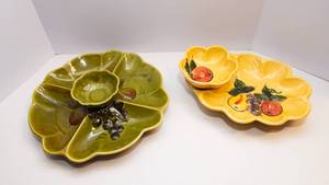 1970s Ceramic Servingware  Chip & Dip Sets (2 Piece Lot)