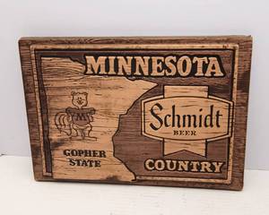 Minnesota Gophers Embossograph Schmidt Beer Sign