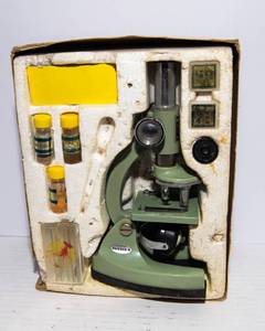 Vintage Tasco Juniors Microscope Kit  750X and Additional Prepared Slides