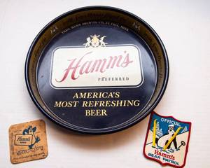Hamms Beer Collectibles  Tray, Patch & Coaster