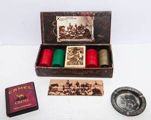 Cigarette Themed Collectibles Lot  Camel, Marlboro & Ashtray Set