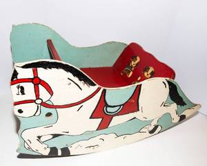 Vintage 1940s Handmade Childrens Rocking Sleigh Horse