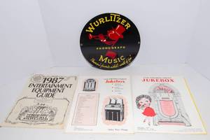 Wurlitzer Metal Sign & Jukebox Information Piece  10 Diameter