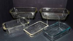 Glass Loaf Dishes  Set of 5 (Pyrex, Glasbake & Fire-King)