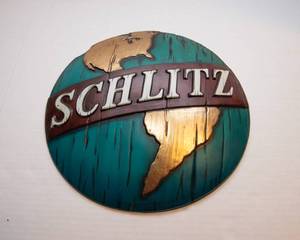 Schlitz Plastic Embossograph Globe Sign