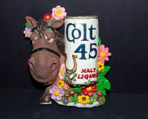 Colt 45 Malt Liquor Chalkware Wall Hanging  Vintage Bar Decor