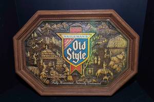 Old Style Beer (Heilemans Brewing) Plastic Bar Sign  Wood Style Pub Decor