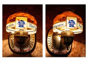 Pabst Blue Ribbon Illuminated Motion Wall Sconces  Set of 2