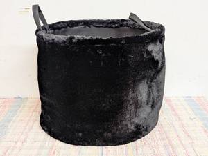 Large Black Faux Fur Storage Basket