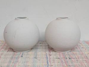 2 Modern Textured Ceramic Round Vase White - Threshold Elegant Bud Vase for Tabletop, Spot Clean, 7.75 Height