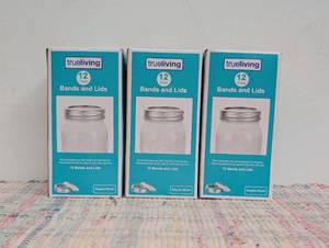 3 boxes of True Living Canning Jar Bands and Lids, 12 ct