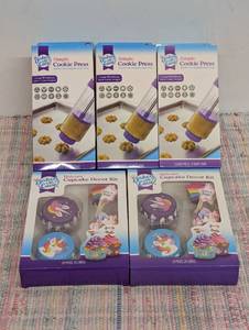 Baked with Love Cookie Press, 3 Count & 2 boxes Baked with Love Unicorn Cupcake Decorating Kit