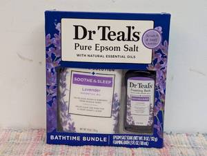 Dr Teals Lavender Essential Oil Epsom Salt and Foaming Bath Sampler Set, 2 Piece