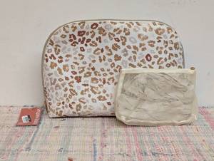 Sonia Kashuk Large Dome Makeup Bag 2 Piece Set Leopard Print