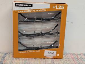 Design Optics Foster Grant Lyden Semi-Rimless Rectangular Reading 3 Pack 1.25