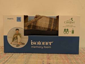 Have one to sell Sell one like this Sell something else  Share Isotoner Mens Memory Foam eco Comfort Slippers Large 9.5-10.5 Brown Plaid NEW