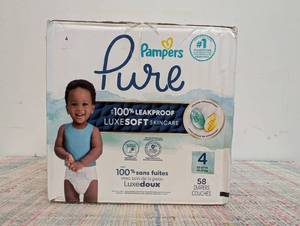 58 Pampers Pure Diapers Size 4 (22-37lbs)
