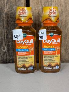 Vicks DayQuil SEVERE Honey Cold & Flu Liquid Medicine, 8 fl oz  (set of 2)