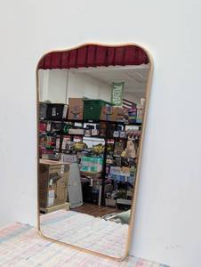 23 x 36 Metal Curved Top Mirror Gold Aluminum Frame Novelty Shape