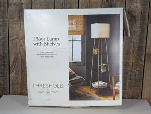 Shelf Floor Lamp BlackNatural - Threshold ETL Listed, 3-Way Rotary Switch