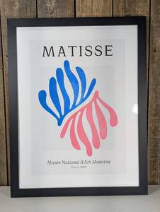 Deny Designs 18x24 Ayeyokp Blue Pink Leaves Matisse Black Framed Art Print