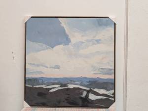 36x36 inch Canvas with a Blue Sky Landscape Painting Floating Frame