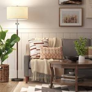 Cut Off Base Floor Lamp BlackBrown MetalWood - Threshold  Dual Pull Chain
