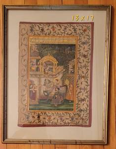 Miniature Indian Mughal Painting  Horseback Rider
