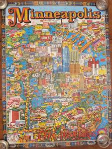Vintage 1971 Minneapolis City of Lakes Poster by Ed Langley