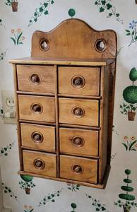 Antique Wall Mount 8 Drawer Spice Box