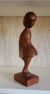 vintage mid-century modern teak wood sculpture by Arne Basse