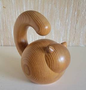 vintage Aarikka Finland wooden cat figurine