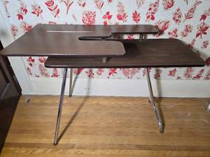 Retro Tiered Modern Writing Desk with Chrome Legs