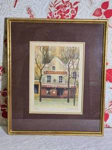 SIGNED Fine Art French Print - Andre Renoux - La Maison Catherine La Mere Catherine, Place du Tetre a Montmartre