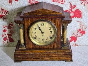 Antique Seth Thomas Mantel Clock with Faux Marble Columns